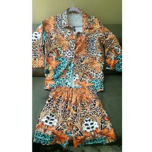 Women Fashion Summer Set Shirt and Shorts Animal Print